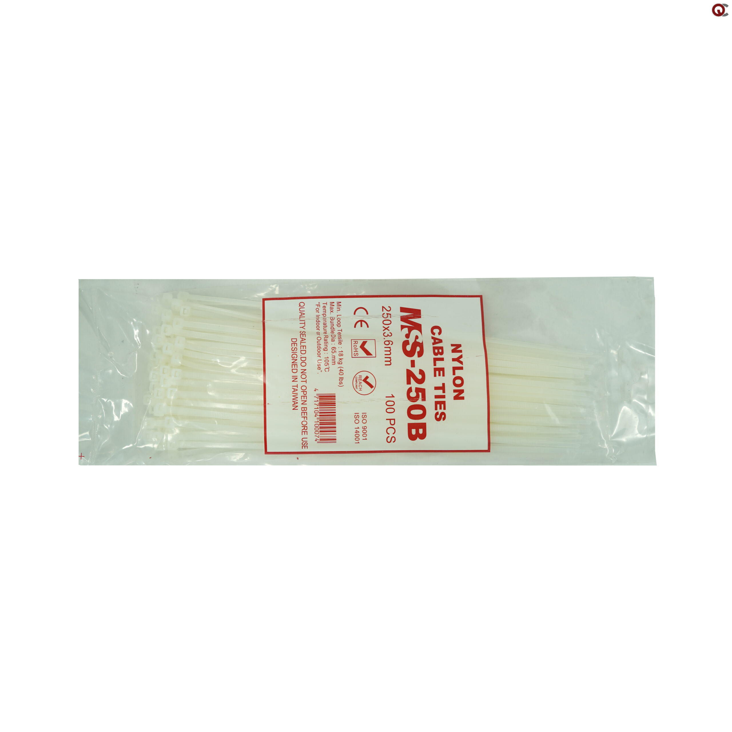 بست کمربندی پلاستیکی 25 سانتی متر عرض 3.6 میلی متر MSS (100 عددی)